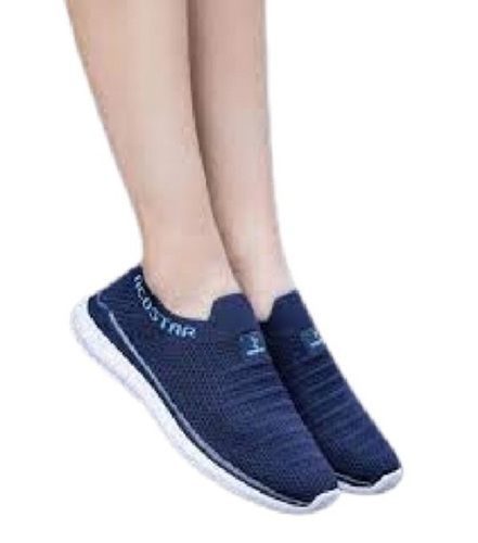 Navy Blue Women Sport Wear Round Toe Style Cotton Fabric Shoes 