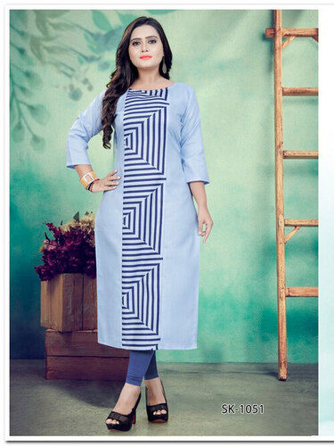 3/4th Sleeve Anarkali Style Cotton Kurti 