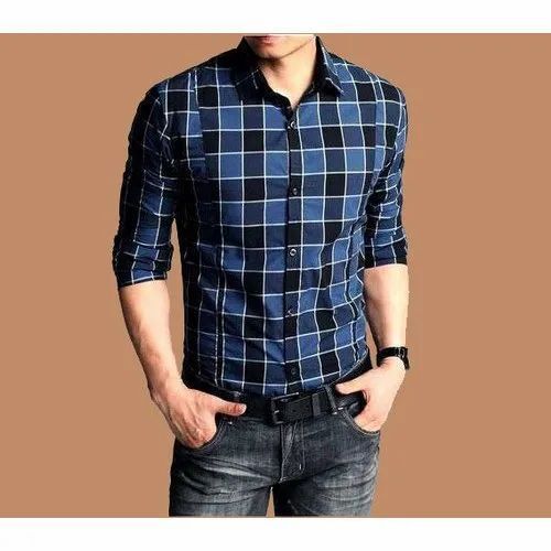 Casual Wear Comfortable Breathable Full Sleeves Check Shirts For Mens