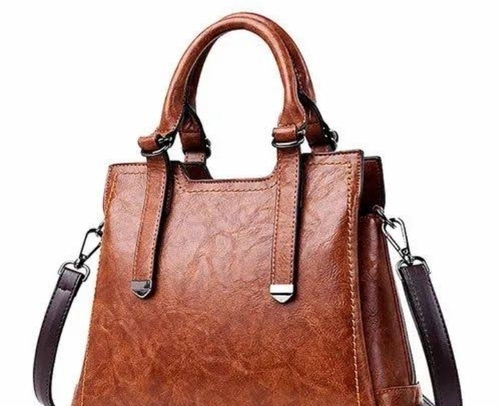 Durable Ladies Brown Leather Purse With Straps - Leather Material, Folded Design, Brown Color | Stylish and Easy to Carry for Everyday Use