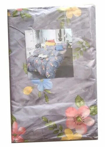 Flower Printed Glace Cotton Bed Sheet With 2 Pillow Cover