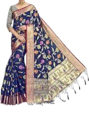 Blue Lightweight And Comfortable Party Wear Printed Art Silk Saree For Ladies 