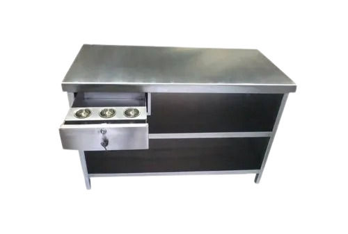 Silver Premium Quality Single Side Heavy Dusty Stainless Steel Cash Counter