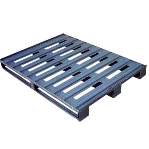 Grey Rectangular 2 Way Single Deck Mild Steel Pallet For Industrial Use