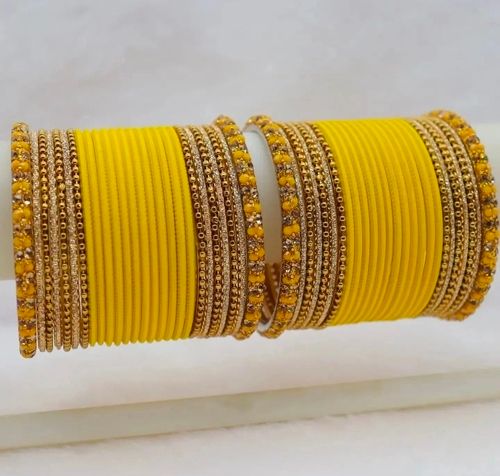 Yellow And Gold Color Designer Bangle