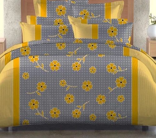 3d Yellow Cotton Fabric Double Bedsheet