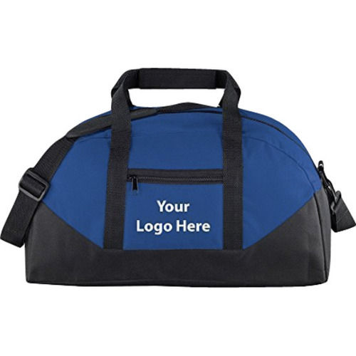 Blue And Blacl Adjustable Straps Plain Waterproof Polyester Promotional Duffel Bag