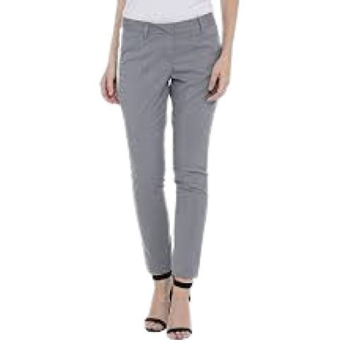 Grey Plain Washable Three Pockets Casual Wear Regular Fit Cotton Pant