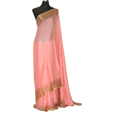 Pink And Golden Printed Party Wear Fancy Chiffon Sarees