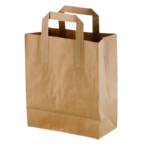 130 Gsm Biodegradable Plain Flat Paper Bag With Flexiloop Handle