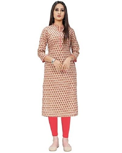 3/4 Sleeves Cotton Jaipuri Printed Kurti 