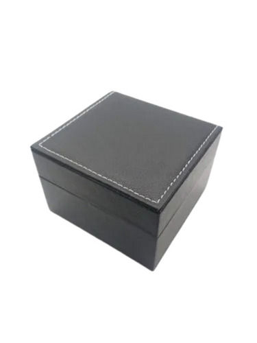 Black 6X6 Inch Plain And Light Weight Square Leather Watches Boxes