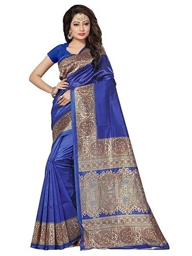 Art Silk Blue Printed Designer Sarees