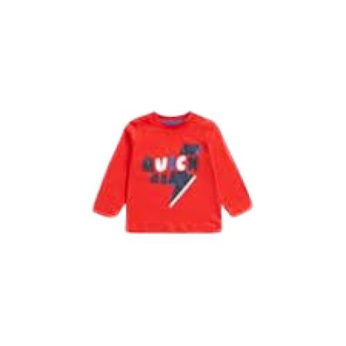 Baby Red Printed Round Neck Long Sleeve Casual Wear Cotton T Shirts Gender: Boy