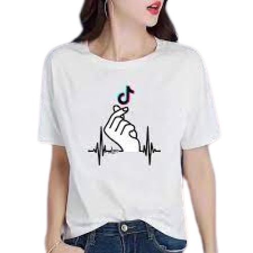 Ladies Causal Wear Half Sleeve White Printed Cotton T Shirt Gender: Female