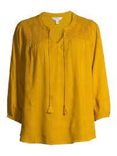 Ladies Plain Full Sleeve Yellow Casual Wear Cotton Top  Length: 34  Centimeter (Cm)