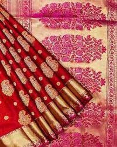 Red Ladies Printed Bridal Wear Silk Saree