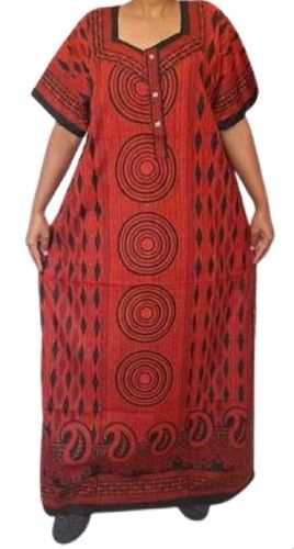 Summer Ladies Printed Red With Black Cotton Nighties