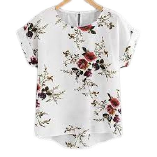 Casual Wear Regular Fit Long Sleeves Round Neck Printed Readymade Ladies Tops