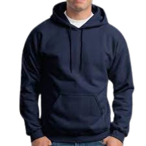 Mens Causal Wear Full Sleeve Plain Navy Blue Hoodies