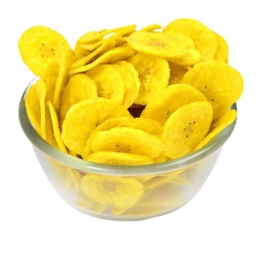 Yellow Salty Hygienically Packed Round Shape Banana Chips 