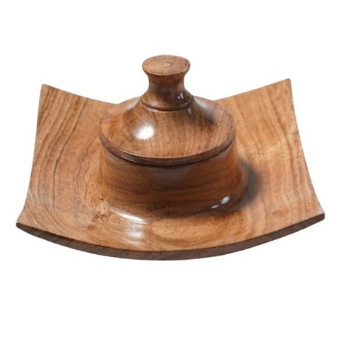 Brown Inaithiram Spfo Acacia Wood Chip And Dip Serving Platter Tray