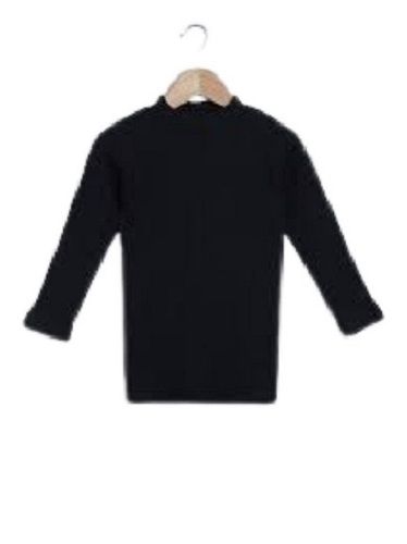 Kids Causal Wear Plain Full Sleeve Black T Shirt