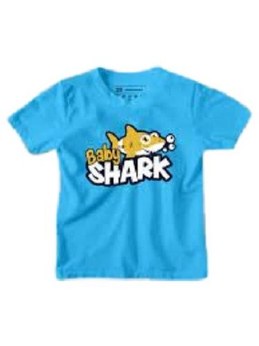 Kids Causal Wear Printed Half Sleeve Blue Cotton T Shirt