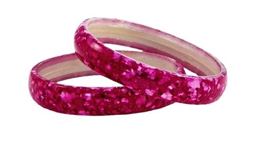 Plastic 2.3 Inch Round Shape Pink Bangle