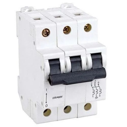 White Plastic Body 240 Volt 50 Hz Frequency Three Phase Electrical 3 Pole Circuit Breaker