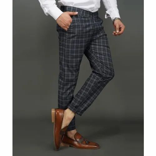 Louis Philippe Casual Trousers  Buy Louis Philippe Men Grey Super Slim Fit  Check Flat Front Casual Trousers Online  Nykaa Fashion