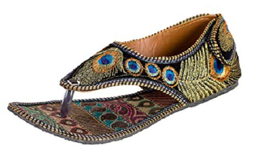 Multicolor Slip On Type Cotton Fabric And Pu Outsole Embroidered Sandal For Ladies 