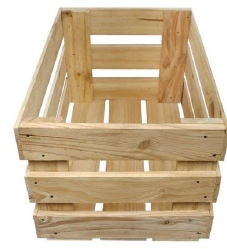 Brown 150 Kg Load Capacity Single Faced Rectangular Open Wooden Storage Crate