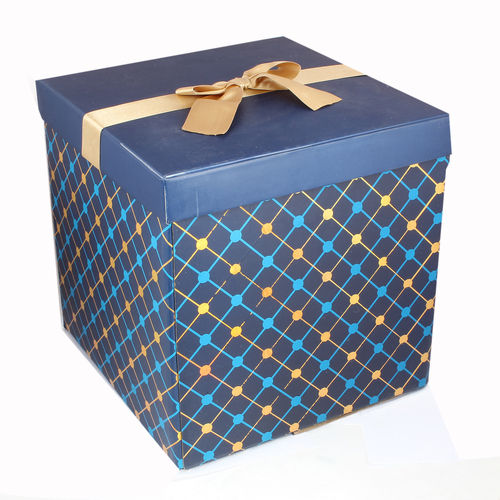 Blue 15X15 Inches Square Shaped Matte Finished Offset Printed Fancy Gift Box