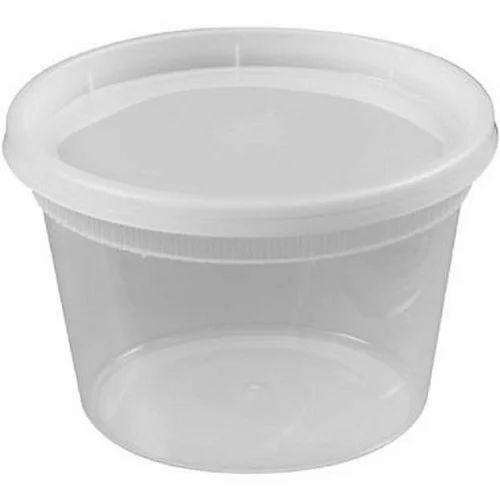 Transparent And White 4 Inches Round 4Mm Thick 500Ml Capacity Air Tight Glossy Plastic Sweet Box