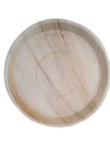 Brown 12 Inch Round Shape Areca Leaf Plate (20 Piece In Packs) Design: Plain