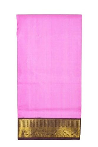 Casual Wear Plain Pink Zari Work Cotton Silk Saree