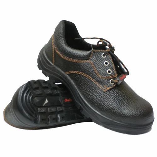 Black Non Slip And Lace Closure Leather Fire Safety Shoe For Industrial Use