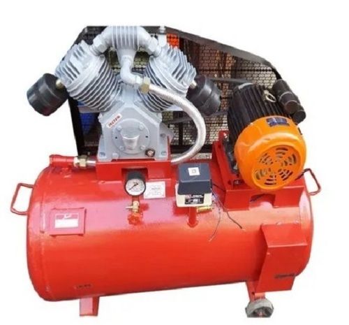 Red 220 Voltage Lubrication Electric Belt Driven Air Compressor For Industrial Use