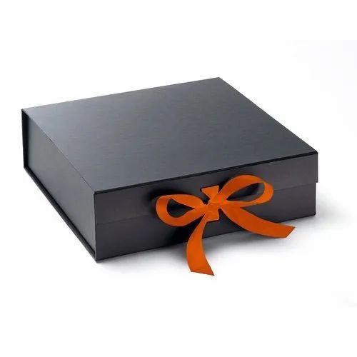 Black 3.8 Mm Thick Eco Friendly Plain Cardboard Paper Rectangular Gift Packaging Box