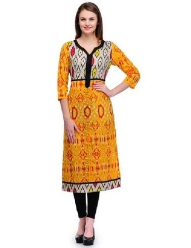 3 By 4 Sleeve Daily Wear Printed Cotton Kurti