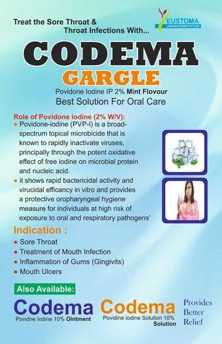 Codema Gargle Povidone Iodine Ip 2% Mint Flavour Best Solution For Oral Care