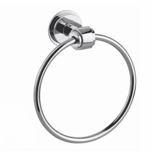 Silver Glossy Finished Round Stainless Steel Towel Ring For Bathroom Fittings Use