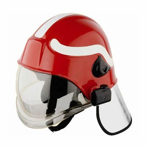 Red And White Heat Resistance Full Face Polycarbonate Fire Safety Helmet For Industrial Use