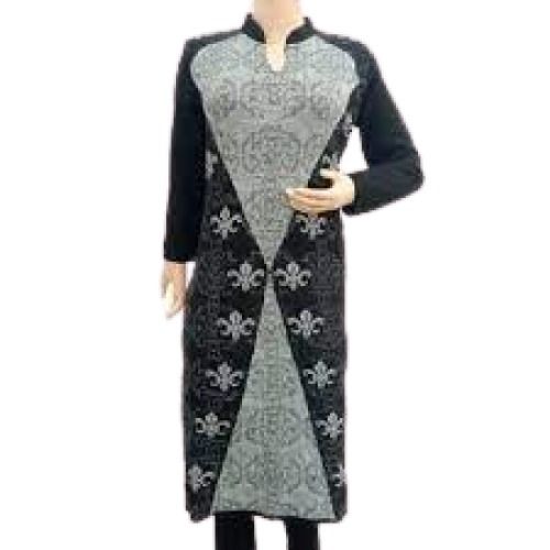 Casual Wear Regular Fit Long Sleeve Breathable Cotton Printed Ladies Kurtis