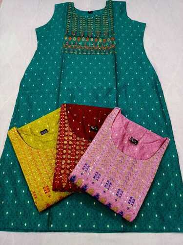 Ladies Multicolor Printed Sleeveless Casual Cotton Kurti