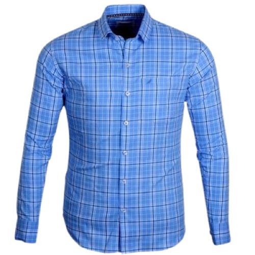 Mens Checked Blue Full Sleeve Cotton Shirt Age Group: Above 18