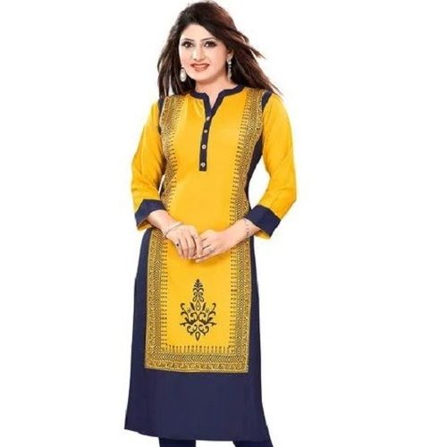 Multicolor Printed Pattern 3 By 4 Sleeve Casual Wear Long Kurti For Women 