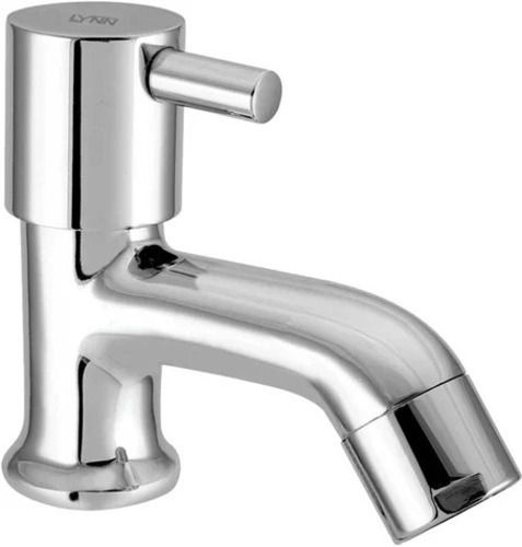 Silver Screwed Connection Glossy Finish Stainless Steel Bathroom Tap