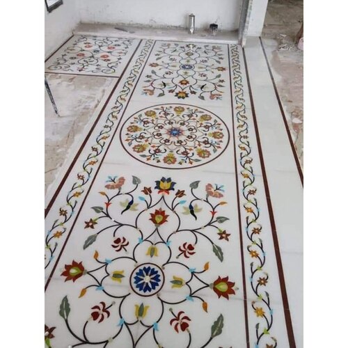 White Printed Marble Tiles For Floor And Wall Use By M.M. Taj Marbles